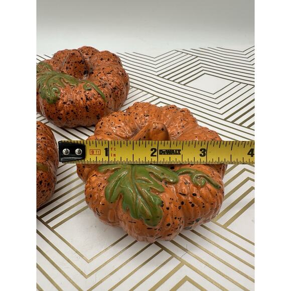 Vintage Ceramic Pumpkins Fall Decor Thanksgiving in orange green brown - Picture 3 of 7